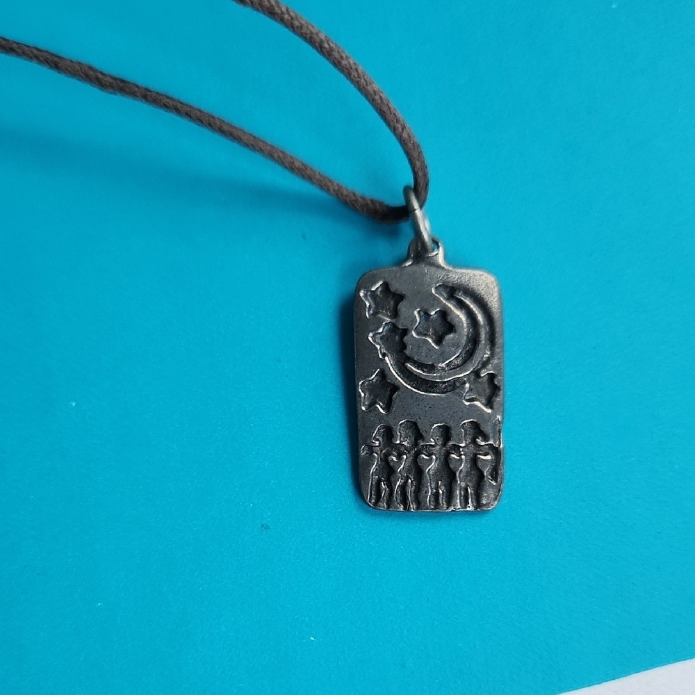 Pewter Moon and Stars Pendant Necklace
